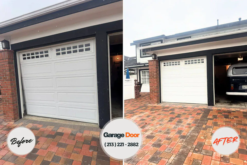 Before and after: garage door repair Huxley, IA